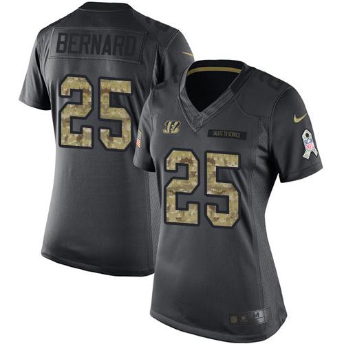 Nike Bengals #25 Giovani Bernard Black Women's Stitched NFL Limited 2016 Salute to Service Jersey